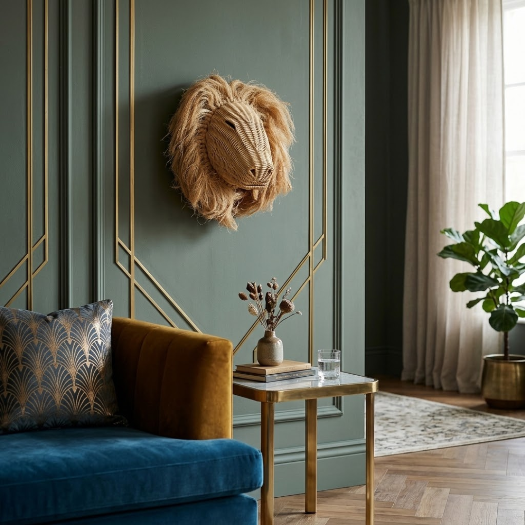 Auru Wall Accent Lion shown in a Calmistry room setting
