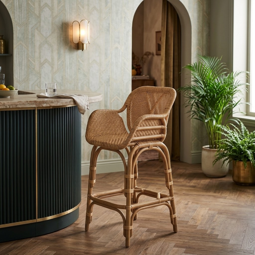 Avara Bar Stool shown in a Calmistry room setting